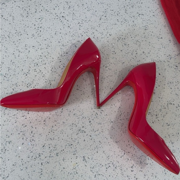 Christian Louboutin Hot Pink/Fuchsia Patent Leather Pointed-Toe Pumps - Picture 3 of 11
